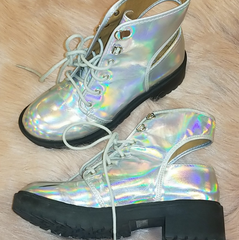 Cut Out Holographic Boots
